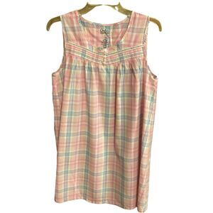 CROFT & BARROW Plaid Print 100% Cotton Prairie Cottagecore Nightgown Sz S